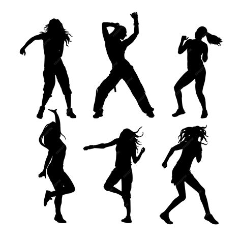 Grupo das silhuetas da dança do zumba do esporte das mulheres | Vetor ...
