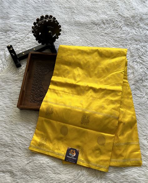 Pure Narayanpet Silk Saree Yellow Color with a Buti Border ...