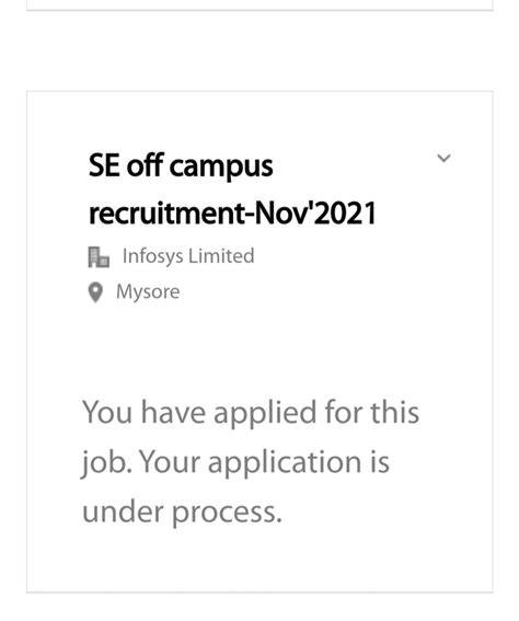 When I try to apply for a position at infosys. I am getting as another ...