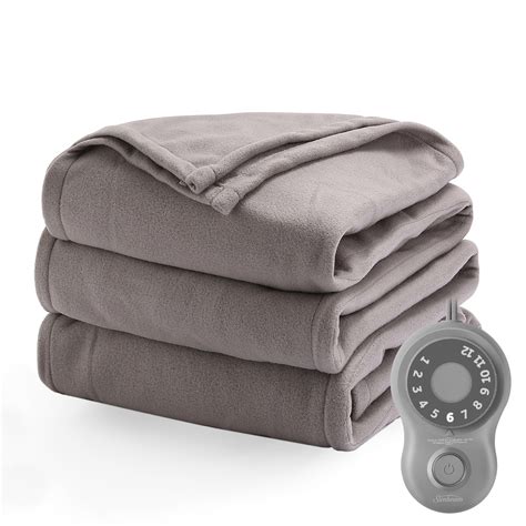 Sunbeam Grey Fleece Electric Heated Blanket, Full Size, 84" x 72 ...