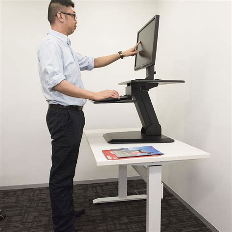 Black Height Adjustable Standing Desk Gas Spring Monitor Riser, Tablet ...