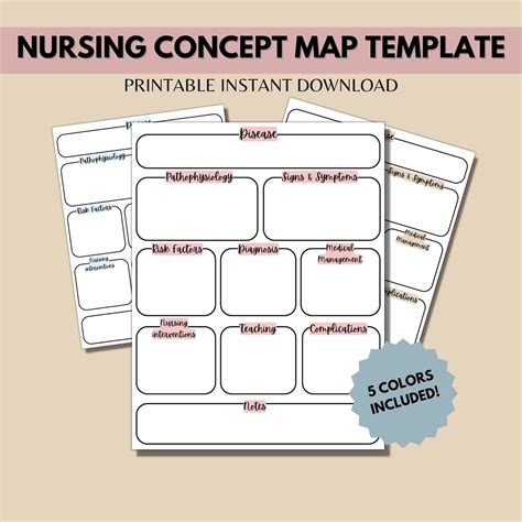 Nursing Concept Map Template, Nursing Notes, Printable Nurse Concept ...