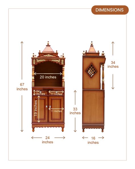 Suramya Teak Gold Floor Rested Big Pooja Mandir for Home – DZYN Furnitures