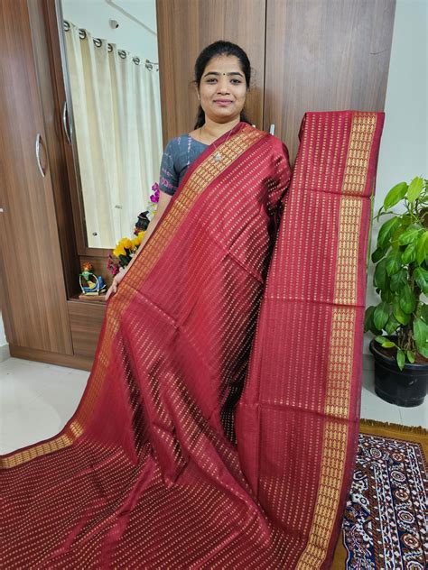 Semi Raw Silk - Marron with Green – Looms Legacy