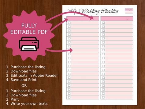 Image result for Wedding Checklist Free Edit Printable