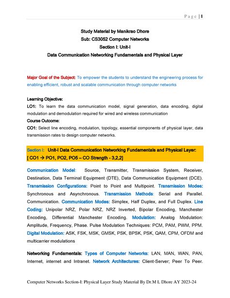 1 - Computer networks - Study Material by Manikrao Dhore Sub: CS3052 ...