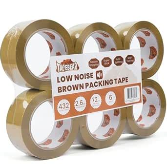 TAPEBEAR Low-Noise Parcel Tape Brown Packing Tape 48 mm x 66 m, 6 Rolls ...