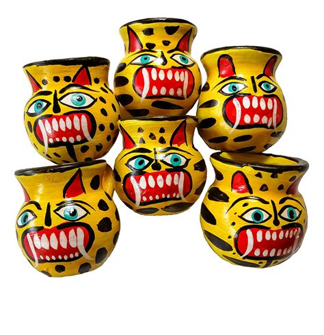 Buy Jaguars Mexican Jarritos Set of 6 Handmade Traditional Tequila ...