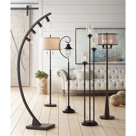 Libby Oiled Bronze 3-Light Seeded Glass Floor Lamp - #2H197 | Lamps Plus