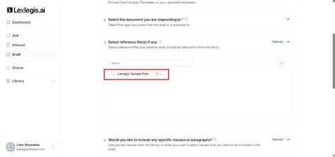 Selecting Reference File(s) – Lexlegis AI