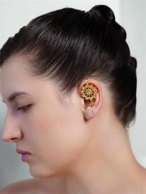 Gold Toned Green Handcrafted Brass Pokli Ring