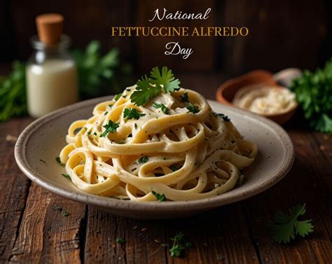 A captivating image of fettuccine Alfredo pasta drizzled with creamy ...