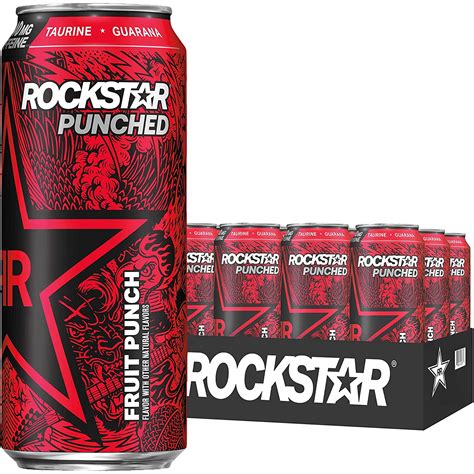 Rockstar Punched Energy Drink, Fruit Punch, 16oz Cans (12 Pack ...