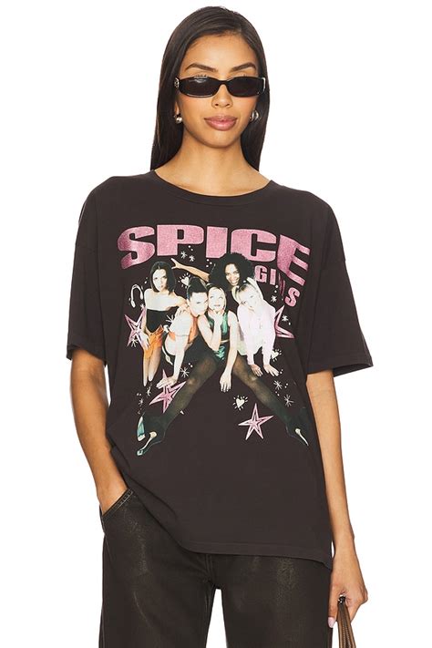 DAYDREAMER Spice Girls Doodles Merch Tee in Reactive Black | REVOLVE