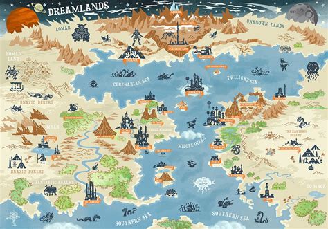 H.P. Lovecraft The Dreamlands Fantasy Map