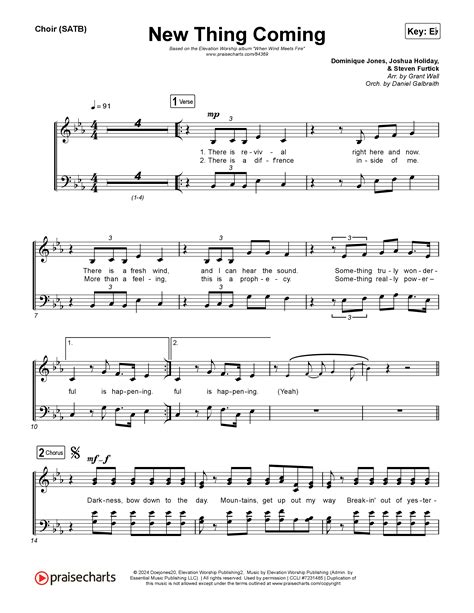 New Thing Coming Choir Sheet Music PDF (Elevation Worship / Steven ...