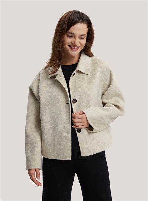 100% Wool Cropped Jacket | Wool jacket outfit, Short wool coat women ...
