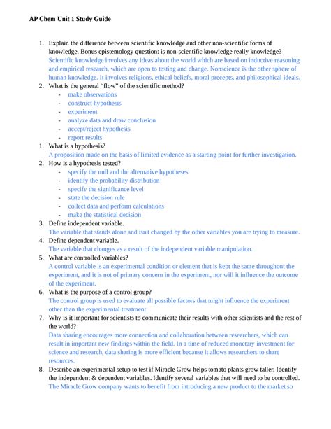 AP Chem Unit 1 Study Guide - Explain the difference between scientific ...