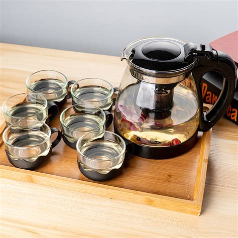 1000/2000ML茶壶 玻璃耐高温泡茶壶单壶大容量茶具花茶壶水壶套装
