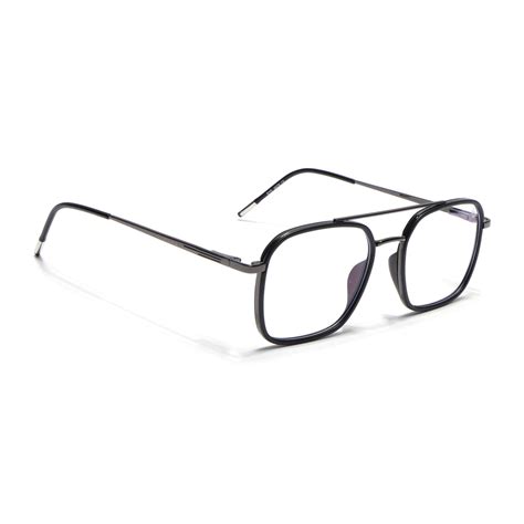 Eyejack Aura Grey & Black Wayfarer Eyeglasses for Men & Women (19004FC ...