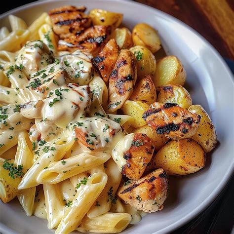 "40-Minute Creamy Cheese Pasta with Irresistible Grilled Chicken"