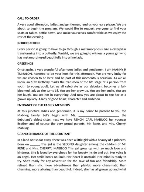 Image result for Debut Program Example