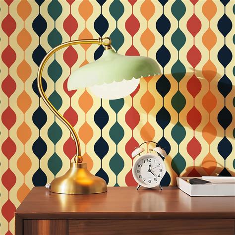 JiffDiff Wallpaper Peel and Stick 15.7"x 118" Retro Geometric Wallpaper ...