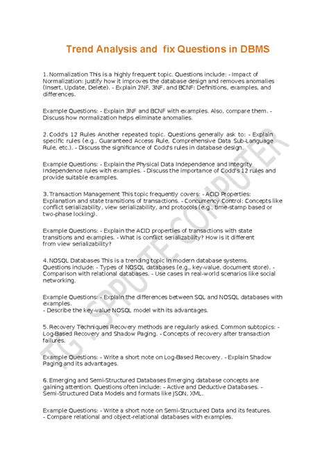 DBMS imp Questions - Trend Analysis and fix Questions in DBMS ...