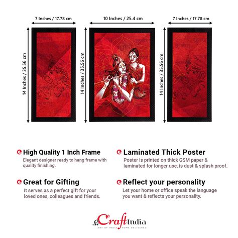 Set of 3 Radha Krishna Satin Matt Texture UV Art Painting - eCraftIndia ...