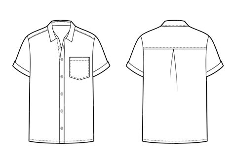 Mens short sleeves formal shirt flat sketch | Premium Vector