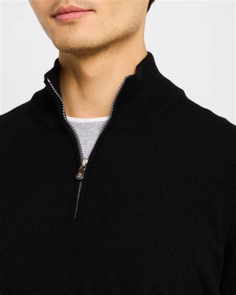 Brunello Cucinelli Men's Cashmere Quarter-Zip Sweater | Neiman Marcus
