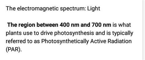 Which part of electromagnetic spectrum drives the photosynthetic ...