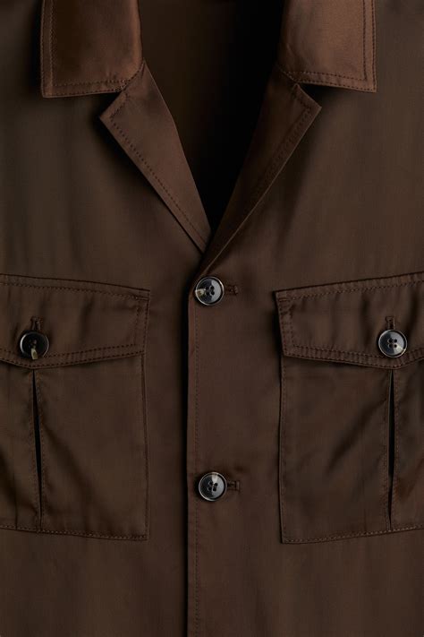 Regular Fit Pocket-detail shacket - Dark brown - Men | H&M IN