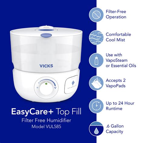 EasyCare+ TopFill Ultrasonic Cool Mist Humidifier - Vicks Humidifiers