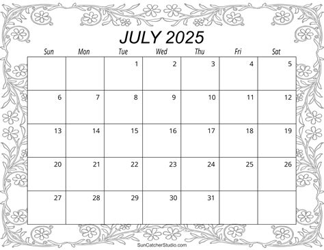 July 2025 Calendar (Free Printable) – Free Printables, Monograms ...