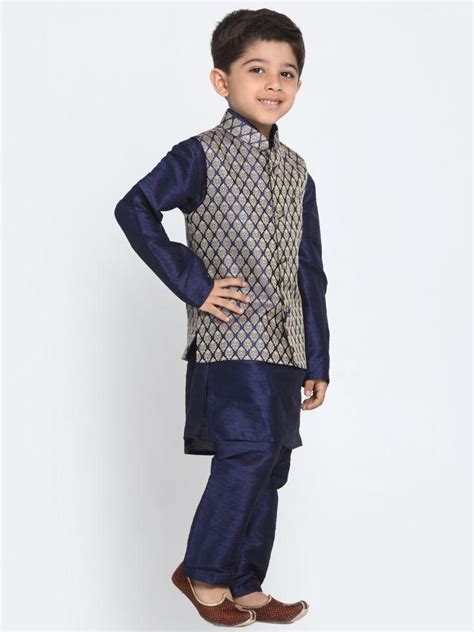 Boys Nehru Jacket Kurta Set in Blue | VASTRAMAY – vastramay