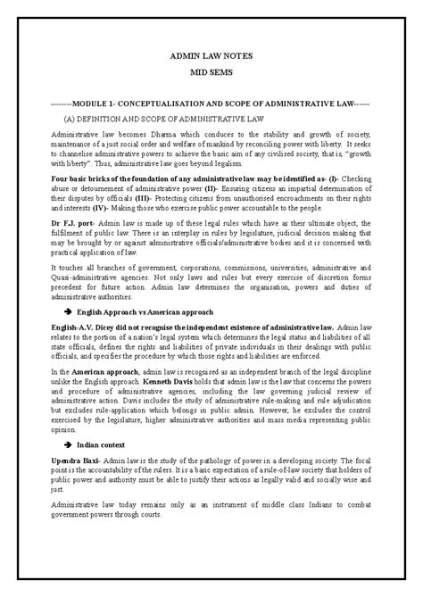 Admin LAW Notes - ADMIN LAW NOTES MID SEMS -MODULE 1- CONCEPTUALISATION ...