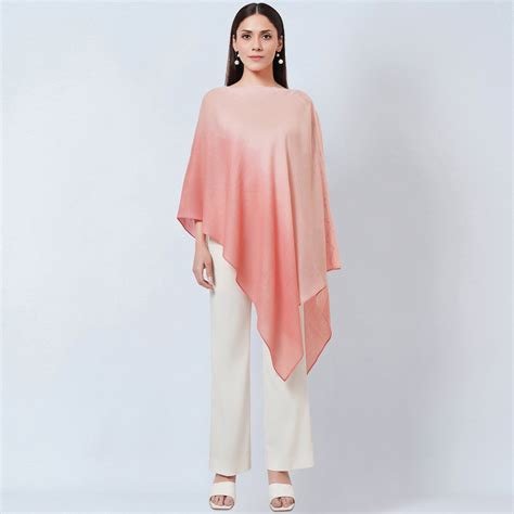 Pink Ombre Asymmetrical Embellished Cashmere Poncho – First Resort by ...