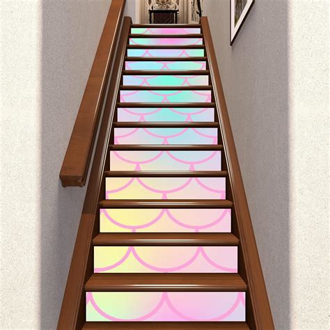 Buy Stair Stickers Decals 3D Fish Scale Mermaid Self-Adhesive Staircase ...
