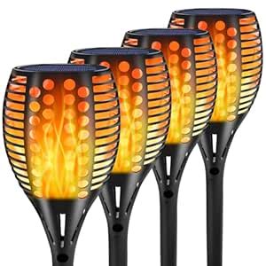 Sunenvoy Solar Torch Lights Upgraded, Waterproof Flickering Flame Solar ...