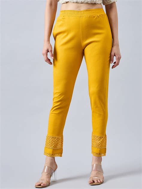 Buy Mustard Sequin Lace Pants for Women – Perfect for Any Occasion ...