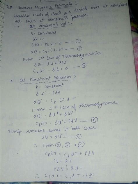 state and derive mayer's formula - Brainly.in