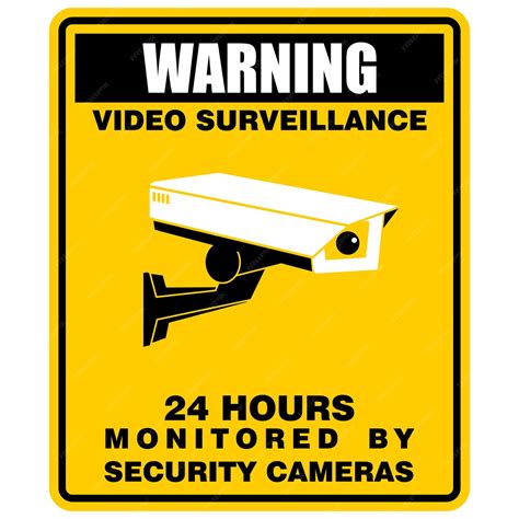 Premium Vector | Warning Video surveillance 24 hour monitored by ...