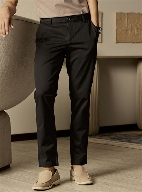 Andamen Space Black Cotton Blend Chinos