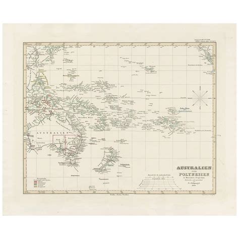 Old Map of the Oceans Around Australia, Indonesia and New Zealand, 1880 For Sale at 1stDibs ...