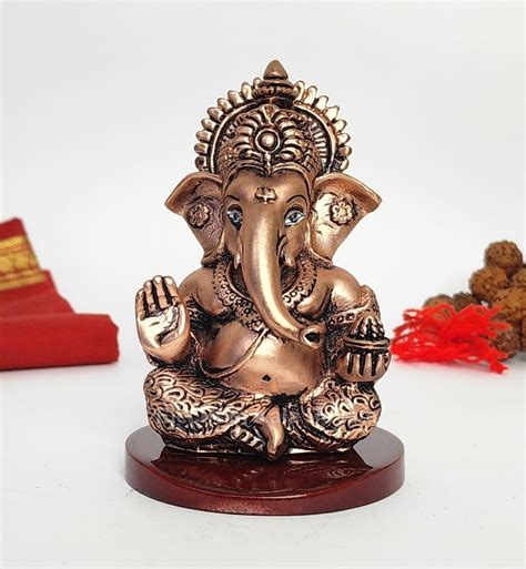 Buy Electrum Kala udyam Mukut Ganesh Copper Plated Ganesha Idol with ...