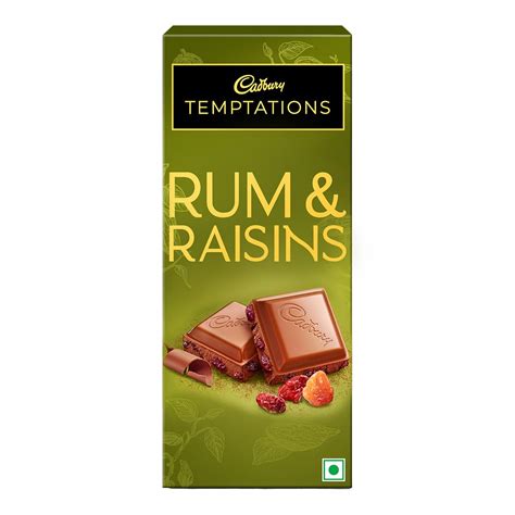 Cadbury Temptations Rum & Raisins Premium Chocolate Bar, 70 g : Amazon ...
