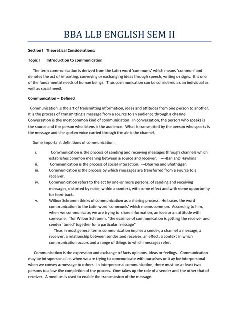 BBA LLB English SEM II pdf-2 - BBA LLB ENGLISH SEM II Section I ...