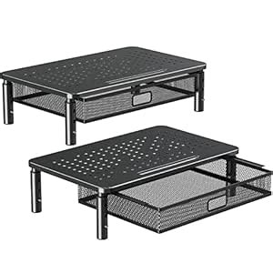ELIVED 2 Pack Monitor Stand Riser with Drawer, 3 Height Adjustable with ...