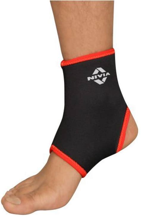 NIVIA Ankle Support Knitted Slip-in Ankle Support Brace (Black/Red ...